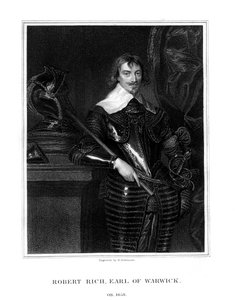 Robert Rich, 2nd Earl of Warwick, English colonial administrator, 1827 by H. Robinson