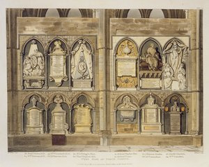 West Side of Poets Corner, Plate 24 from Westminster Abbey, Engraved by J. Bluck, Published by Rudolph Ackermann by H. Villiers