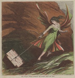 The flying woman removes the stores from the ship by after Hablot Knight Browne