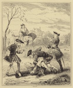 Duel Between Lord Mahon and the Duke of Hamilton by Hablot Knight Browne