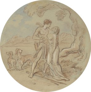 One of eighteen designs for a series of plates illustrating Venus and Adonis by Hablot Knight Browne