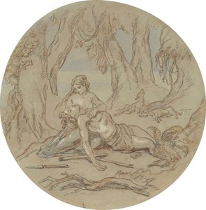 One of eighteen designs for a series of plates illustrating Venus and Adonis by Hablot Knight Browne