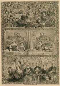 The Pantomime: Gallery, Boxes, Pit (engraving) by Hablot Knight Browne
