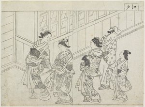 Five Prostitutes in Front of a House, early 1770s by Hanabusa Shigenobu