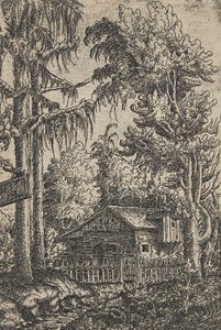 A Cabin and Two Pines by Hanns Sebald Lautensack