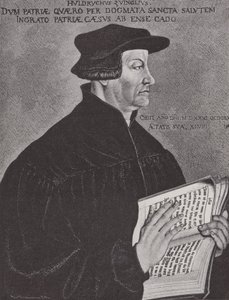 Huldrych Zwingli, Leader of the Reformation in Switzerland (engraving) by Hans (after) Asper