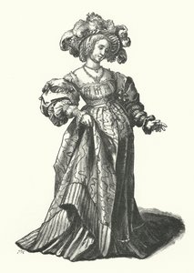 Costume of a Woman of Basel (engraving) by Hans (after) Holbein the Younger