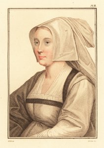 Portrait of unknown woman from the court of King Henry VIII (engraving)