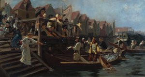 Bidding at the Fish Market, Triangle of Bergen by Hans Andreas Dahl