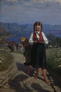 Two Sisters with Strawberries by Hans Andreas Dahl