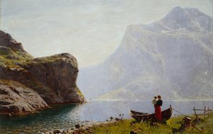 Woman and Child by the Fjord Bank
