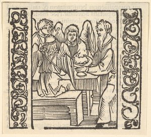 Angels Served at a Table, Illustration from Speculum Passionis by Hans Baldung