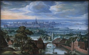 Landscape with a View of Antwerp by Hans Bol