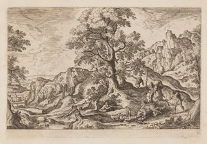 Plate 11, from Landscapes with Scenes from the Old and New Testament and Ovid’s Metamorphoses by Hans Bol