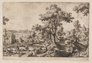 Plate 17, from Landscapes with Scenes from the Old and New Testament and Ovid’s Metamorphoses by Hans Bol