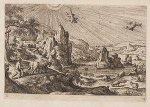 Plate 18, from Landscapes with Scenes from the Old and New Testament and Ovid’s Metamorphoses by Hans Bol