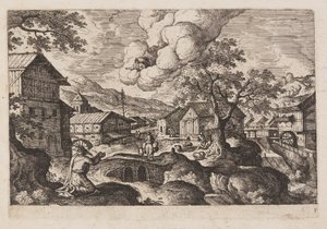 Plate 1, from Landscapes with Scenes from the Old and New Testament and Ovid’s Metamorphoses by Hans Bol