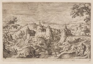 Plate 4, from Landscapes with Scenes from the Old and New Testament and Ovid’s Metamorphoses by Hans Bol