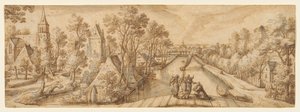 View of Delfgauw, with Abraham and the Three Angels