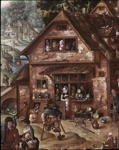 View of the Village with Burlesque Scenes (detail)