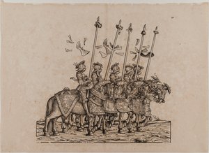 The Triumph of Emperor Maximilian I: Fifty-first Board, Participants in the Rennen by Hans Burgkmair