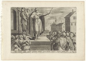 Rehoboam Answering the People by Hans Collaert (I) (attributed to)