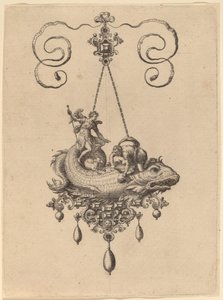 Design for a Pendant with a Fish Carrying Tobias and the Angel by Hans Collaert the Elder