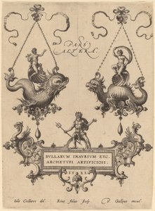 Title Plate with Designs for Pendants by Hans Collaert the Elder