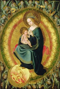 Virgin nursing the Child with Heavenly Choir