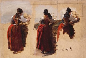 Studies of a Woman from Rügen by Hans Gude