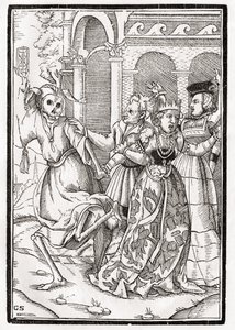 Death comes for the Queen, engraved by Georg Scharffenberg, from 