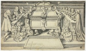 Design for Epitaph: Family Members Kneeling Before Tomb
