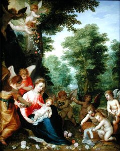 Madonna and Child with Angels in a Landscape