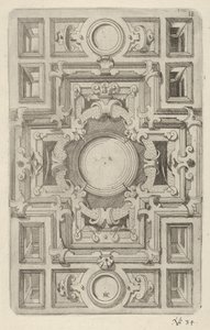 Design for a Ceiling with Strapwork and a Cross-shaped Center by Hans Jakbob Ebelmann