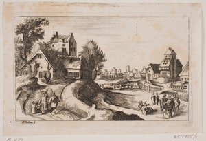 Village. To the Left a Road with a Woman with a Basket on Her Head and a Small Child by Her Side by Hans Jørgen Kirksteen