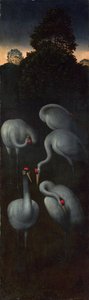 Cranes The reverse of a Panel from a Triptych by Hans Memling