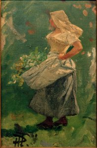 Peasant Girl with Cabbage in Apron