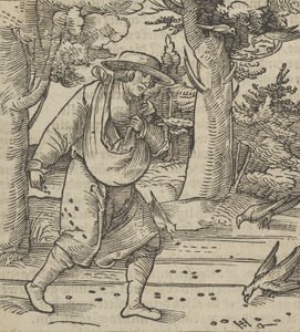 The Birds Eating the Seeds of the Sower, from Hymmelwagen auff dem, wer wol lebt..., 1517 by Hans Schäufelein the Elder