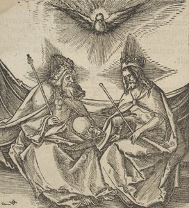 The Holy Trinity, from Hymmelwagen auff dem, wer wol lebt by Hans Schäufelein the Elder