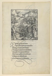 Unfalo Endangering Theuerdanck, Causing the Explosion of Three Cannons, from Theuerdanck by Hans Schäufelein the Elder