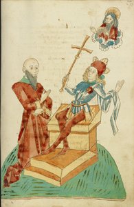 A Pagan Scholar before Josaphat, who Gestures to God the Father in Heaven by Hans Schilling