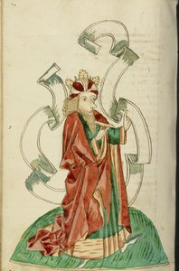 King Avenir with a Large, Empty Speech Scroll by Hans Schilling