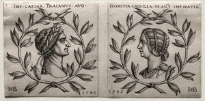 Busts of Emperor Trajan and Domitia Calvilla, 1546 by Hans Sebald Beham