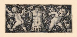 Frieze with Cuirass at Center, Flanked by Two Genii by Hans Sebald Beham