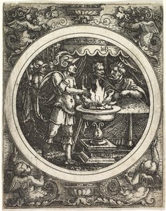Mucius Scaevola Holding His Hand in the Fire by Hans Sebald Beham