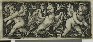 Ornament with an Eagle and Two Genii, from Four Vignettes by Hans Sebald Beham