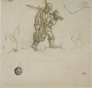 Peasant Carrying Bucket by Hans Sebald Beham