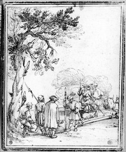 Peasants and Soldiers Trading by Hans Sebald Beham