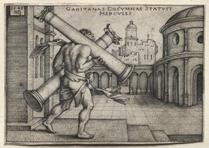 The Labors of Hercules: Hercules Carrying the Columns of Gades by Hans Sebald Beham