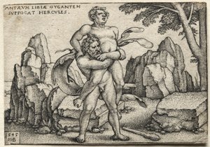 The Labors of Hercules: Hercules Crushing Antaeus by Hans Sebald Beham